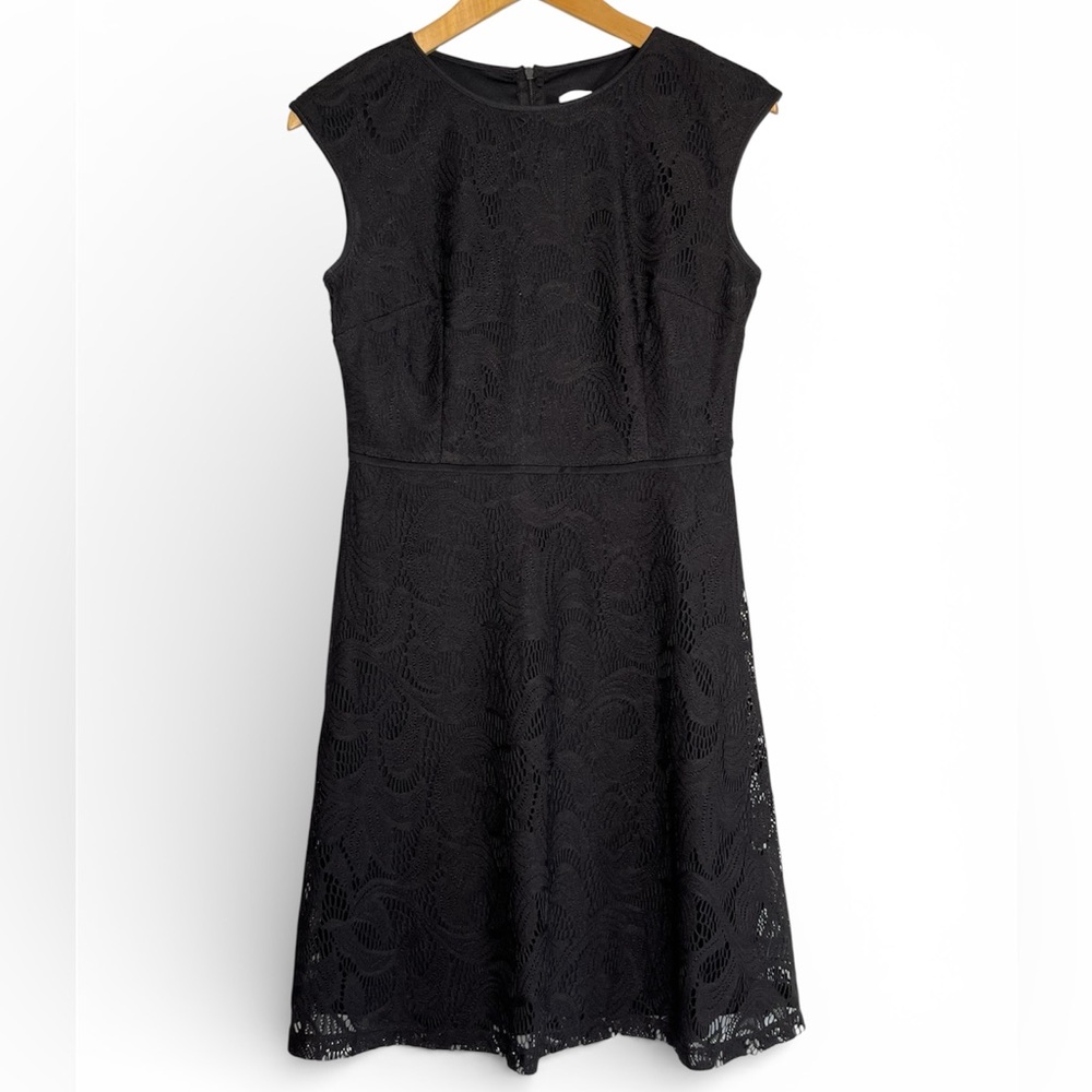 Wisp Petite Fit Flare Black Lace Overlay Midi Dress Capsule Whimsigoth Sz 4P